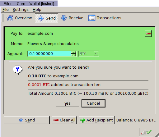 ReddCoin Core Showing Validated Payment Request